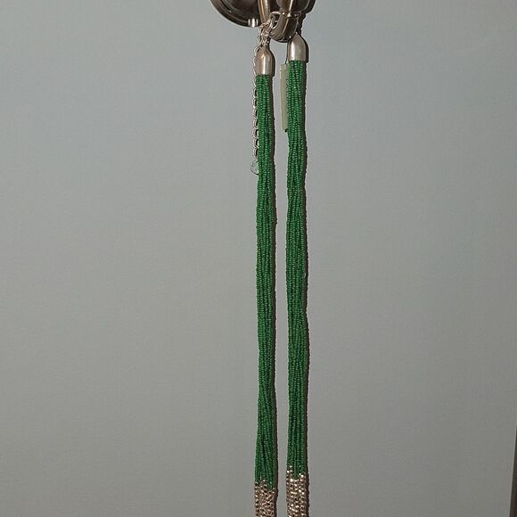 New TALBOTS Colorful Long Beaded Necklace ~ Green Blue Silver Beads $69.50 - Picture 5 of 16